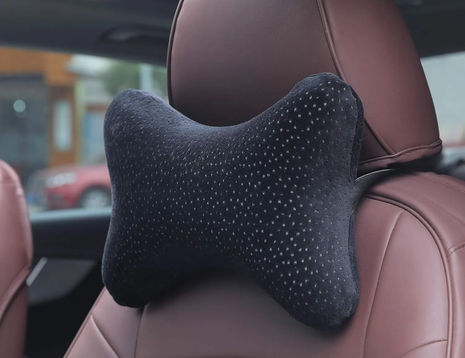 Car Headrest Pillow,0 Memory Foam Car Neck Pillow for Driving with Strap - Carry Bag - Maximum Neck Support for Car Seat - Portable Small Travel Pillow - Perfect for Camping and Traveling