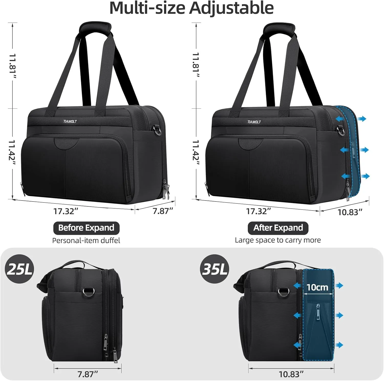 Carry on Luggage with Spinner Wheels 20-Inch,Lightweight Expandable Luggage Set Carry-on Suitcase with Wheels &carry on Tote Bag,Women Men-Black
