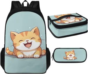 Cartoon Cat Backpacks for Kids 8-10 Cute Bookbag for Primary School Daypack Elementary Students 12 inch Cute Kindergarten Backpacks Bookbag Easy To Clean,Hand Washable