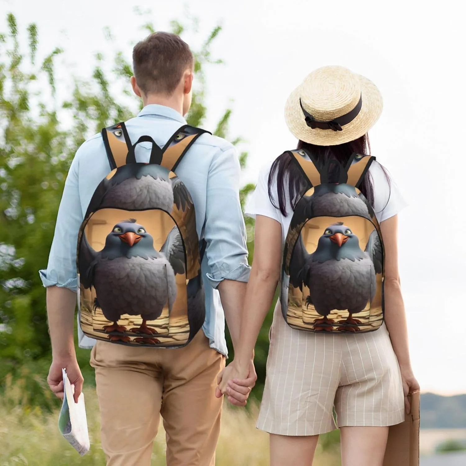 Cartoon Pigeon 1 Classic Style Backpacks Travel Bag For Men Women Lightweight Back Pack With Laptop Compartmen