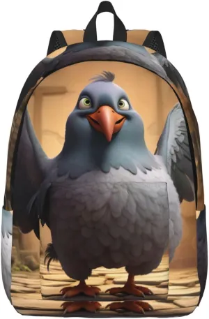 Cartoon Pigeon 1 Classic Style Backpacks Travel Bag For Men Women Lightweight Back Pack With Laptop Compartmen