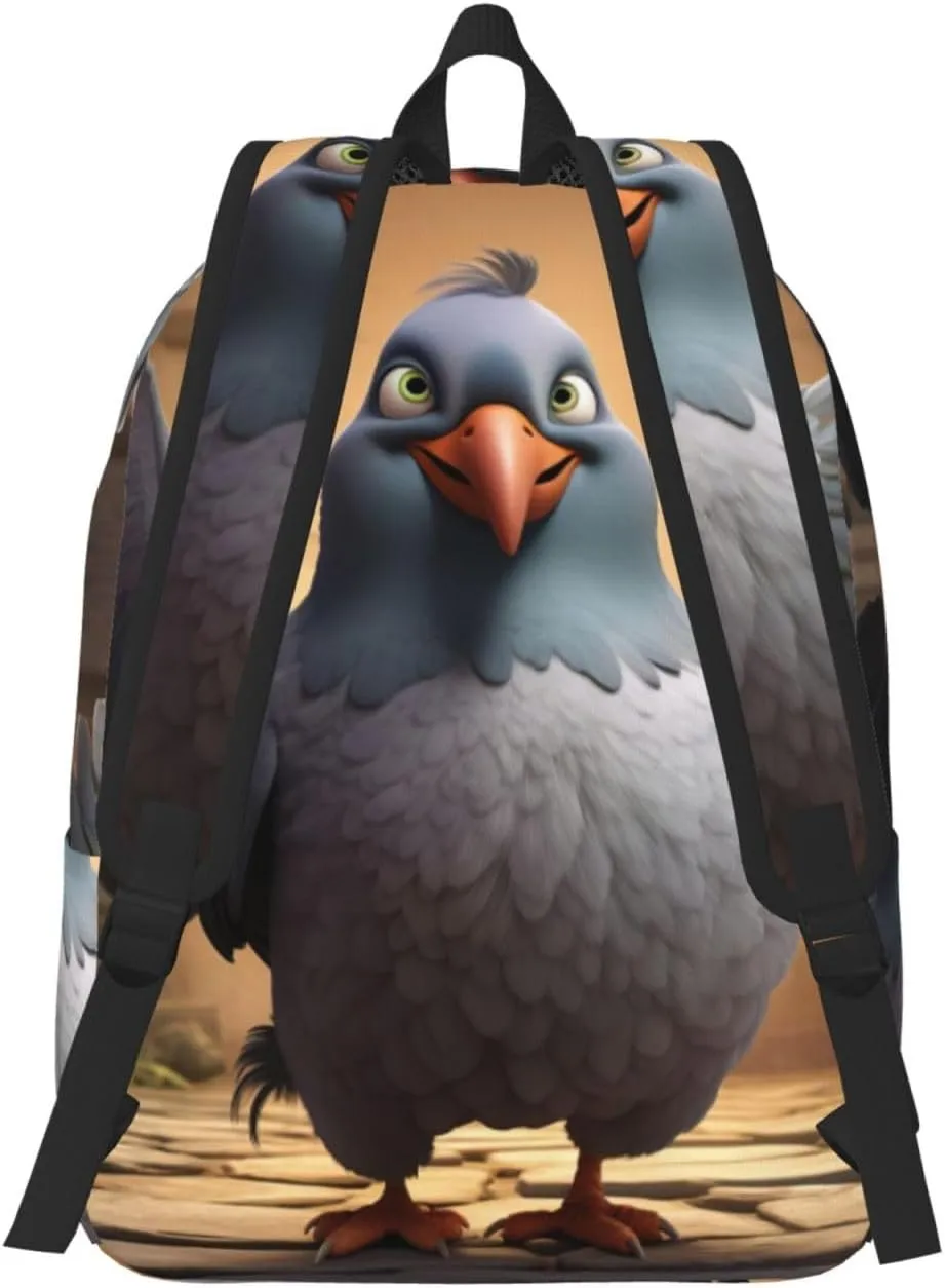 Cartoon Pigeon 1 Classic Style Backpacks Travel Bag For Men Women Lightweight Back Pack With Laptop Compartmen