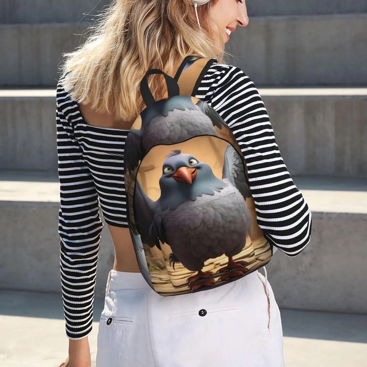 Cartoon Pigeon 1 Classic Style Backpacks Travel Bag For Men Women Lightweight Back Pack With Laptop Compartmen