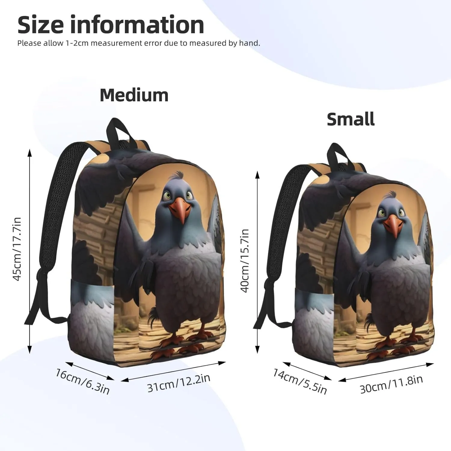 Cartoon Pigeon 1 Classic Style Backpacks Travel Bag For Men Women Lightweight Back Pack With Laptop Compartmen