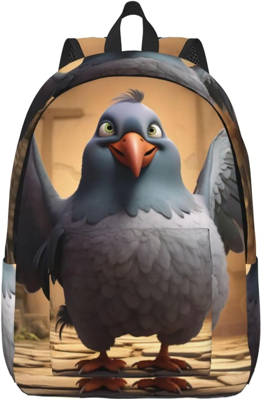Cartoon Pigeon 1 Classic Style Backpacks Travel Bag For Men Women Lightweight Back Pack With Laptop Compartmen