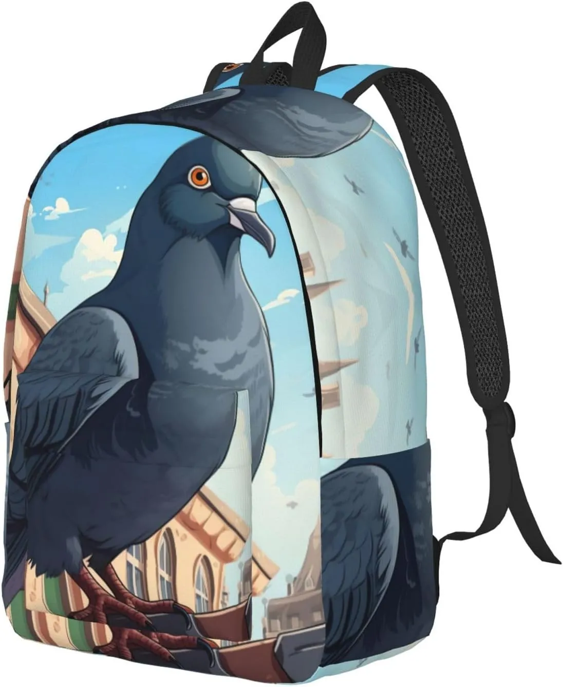 Cartoon Pigeon Classic Style Backpacks Travel Bag For Men Women Lightweight Back Pack With Laptop Compartmen