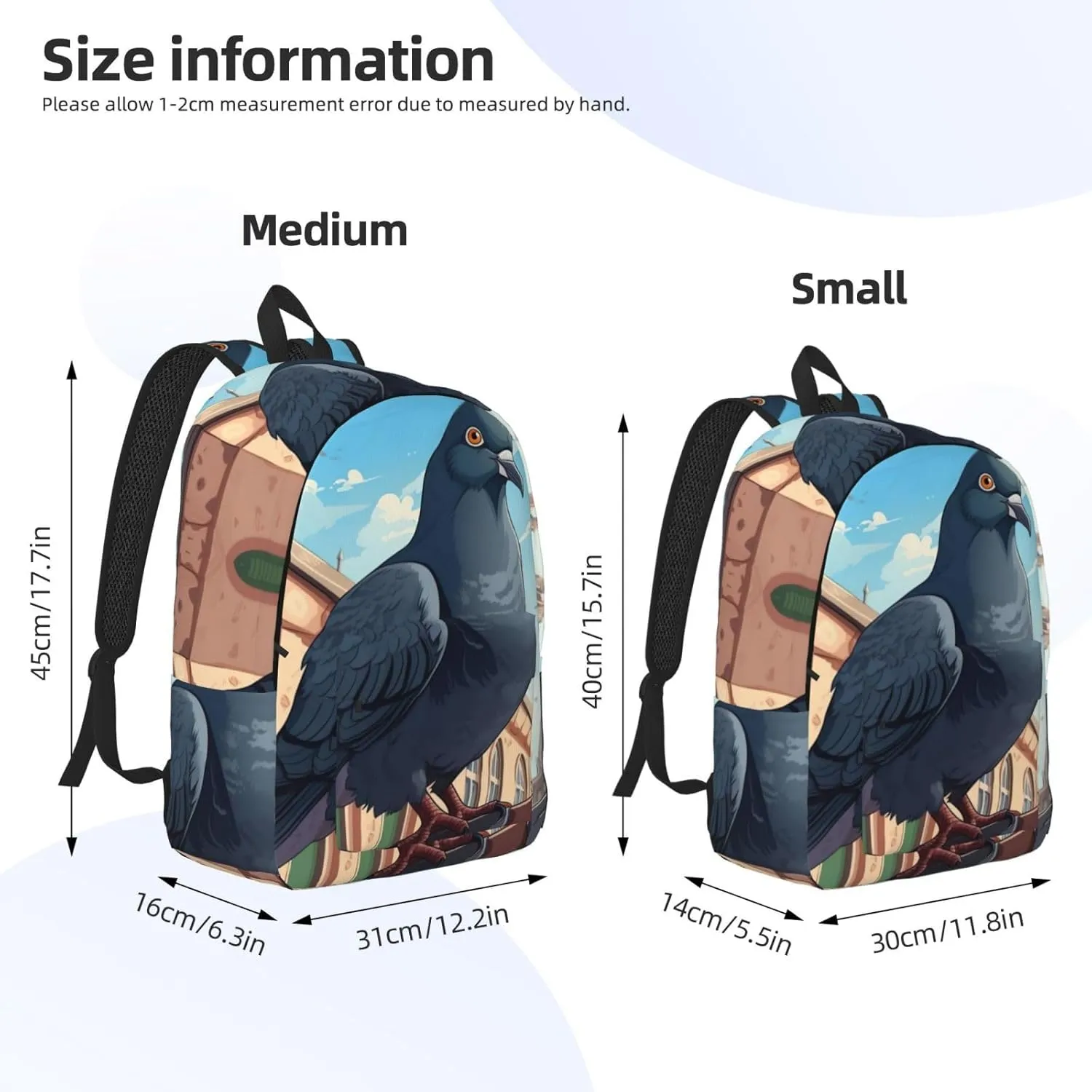 Cartoon Pigeon Classic Style Backpacks Travel Bag For Men Women Lightweight Back Pack With Laptop Compartmen