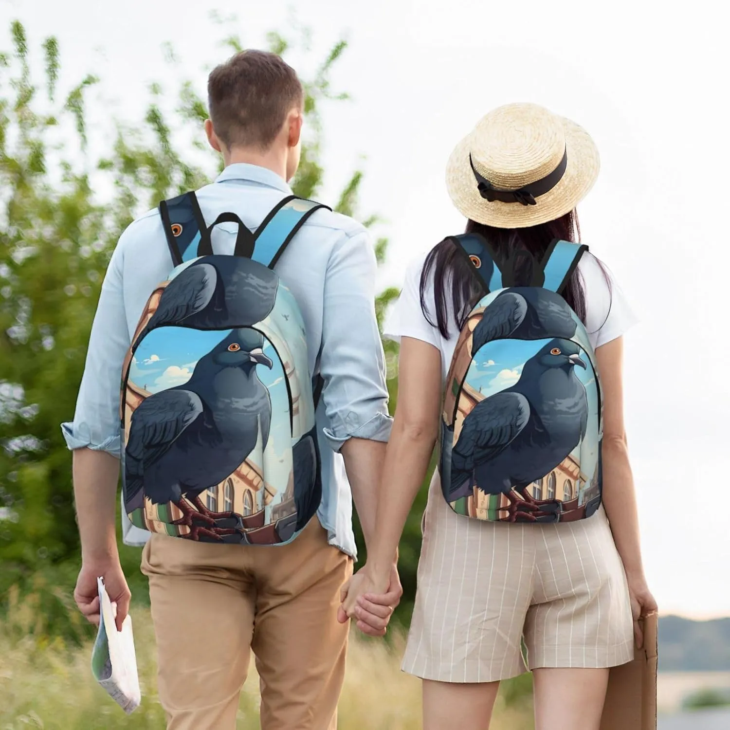 Cartoon Pigeon Classic Style Backpacks Travel Bag For Men Women Lightweight Back Pack With Laptop Compartmen