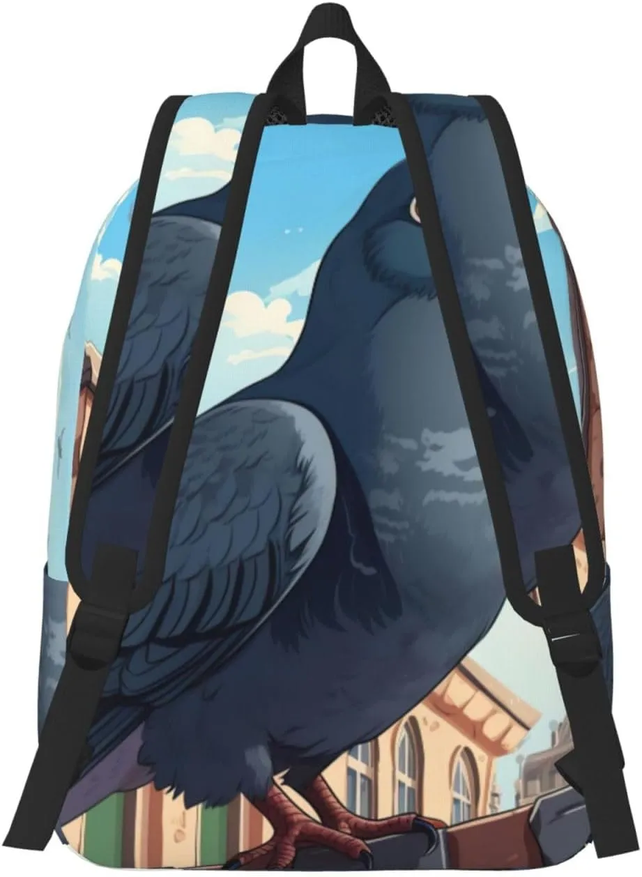 Cartoon Pigeon Classic Style Backpacks Travel Bag For Men Women Lightweight Back Pack With Laptop Compartmen