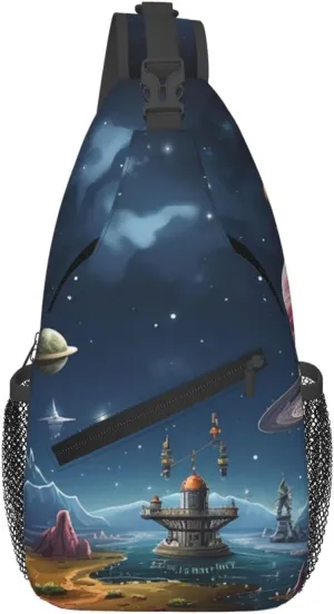 Cartoon Universe Sling Bag Backpack For Men Cross Chest Bag Crossbody Shoulder Bag Travel Hiking Daypack