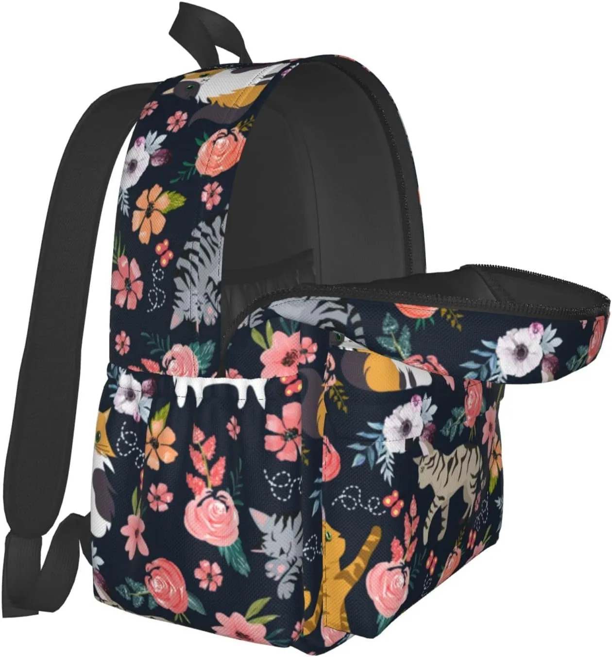 Cat Flower Backpack 16 Inches Lightweight Travel Laptop Backpack