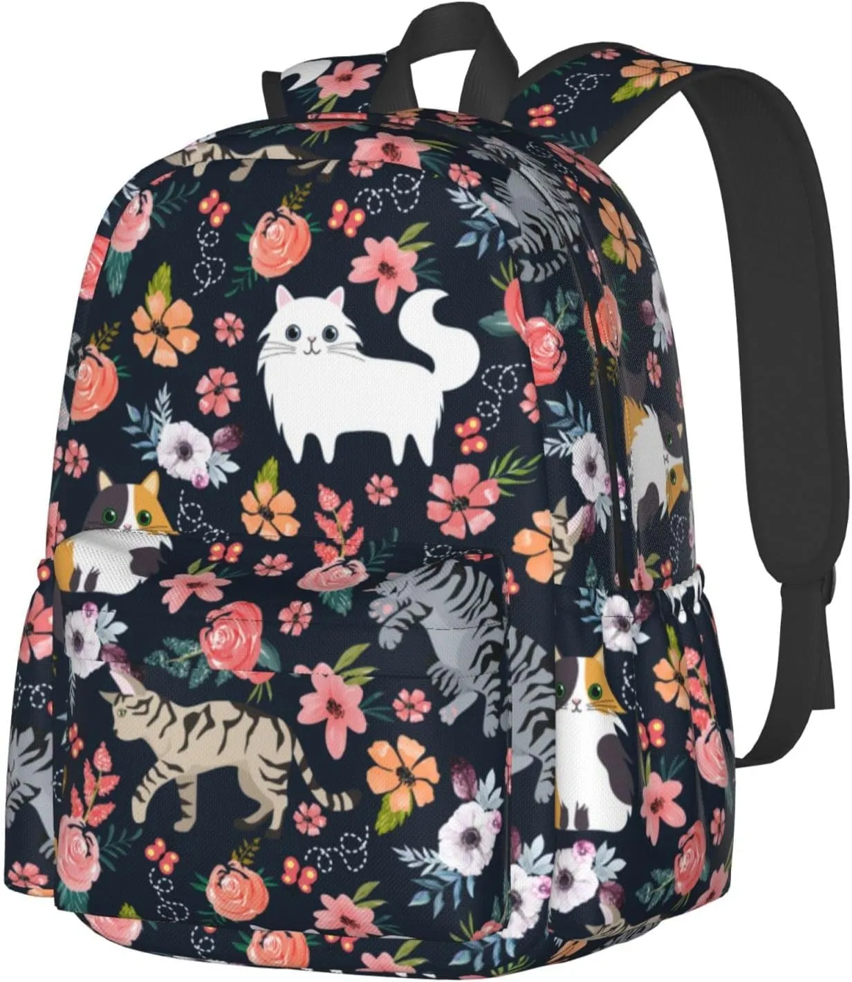 Cat Flower Backpack 16 Inches Lightweight Travel Laptop Backpack