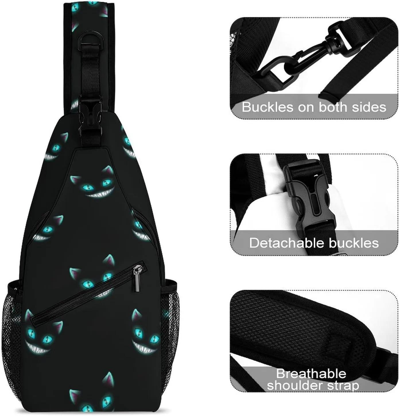 Cats Sling Backpack Men Womans Crossbody Backpack Chest Bag Running Daypack Shoulder Bag Casual Daypacks Sports Backpacks