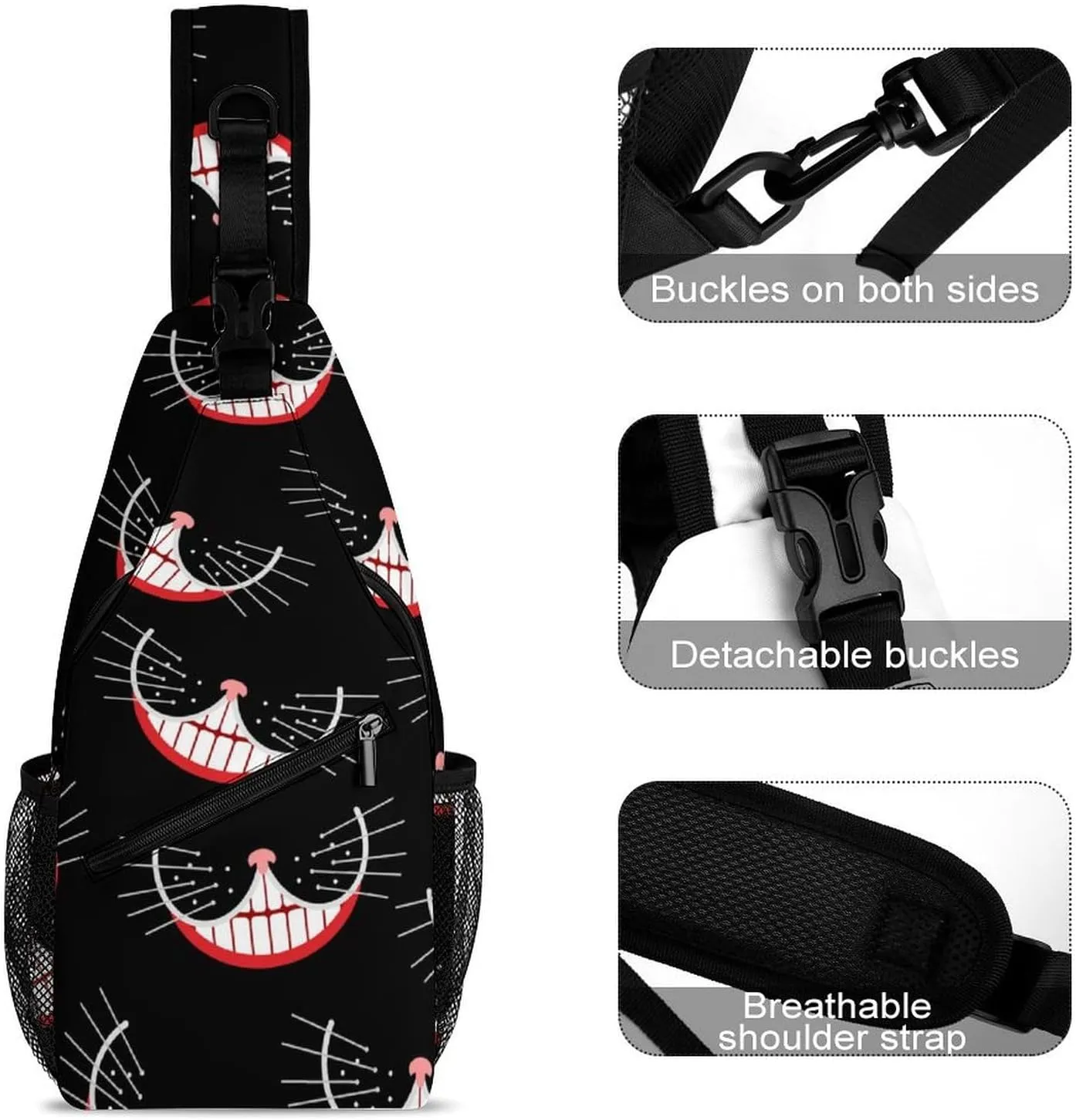 Cats Sling Backpack Mens Womans Crossbody Backpack Chest Bag Gym Daypack Hiking Bag Casual Daypacks Sports Backpacks