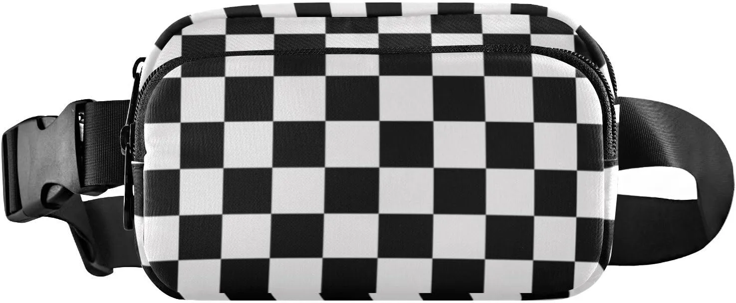 CBBYY Race Checkered Flag Fanny Pack for Women Men,Crossbody Waist Bag Pack Adjustable Casual Waist Belt Bag for Travel Running Workout Cycling