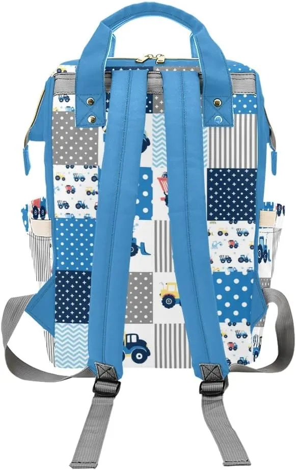 Cement Mixer Vehicle Patchwork Personalized Diaper Bag Backpack Bookbag Name Daypack Large Mommy Bag for Adult Girl Boy Birthday Option 16