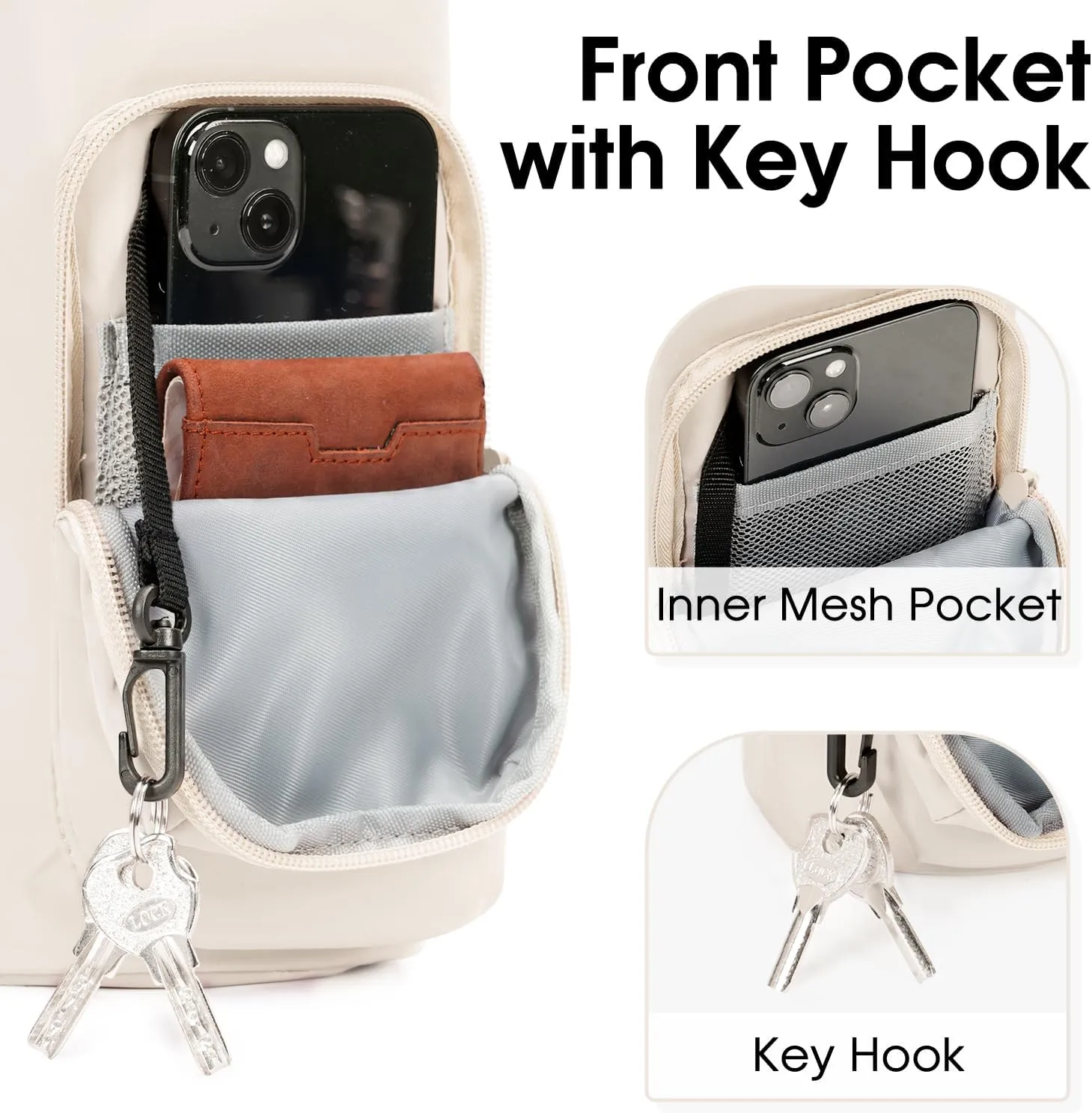 Ceneda Water Bottle Carrier Bag with Phone Pocket 32oz 40oz Tumbler Insulated Water Bottle Holder with Adjustable Shoulder Strap Carrier Sling Bag (Beige)