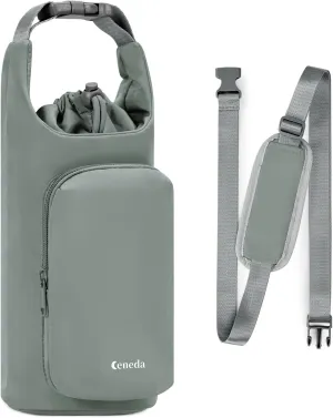 Ceneda Water Bottle Carrier Bag with Phone Pocket 32oz 40oz Tumbler Insulated Water Bottle Holder with Adjustable Shoulder Strap Carrier Sling Bag (Grey)