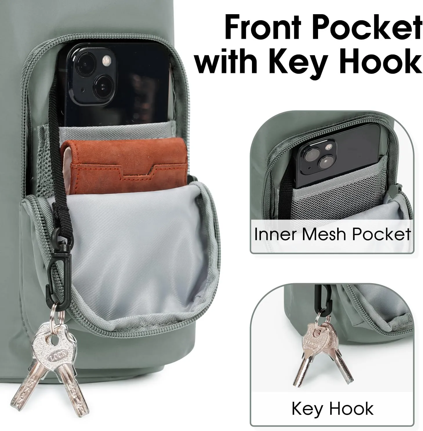 Ceneda Water Bottle Carrier Bag with Phone Pocket 32oz 40oz Tumbler Insulated Water Bottle Holder with Adjustable Shoulder Strap Carrier Sling Bag (Grey)