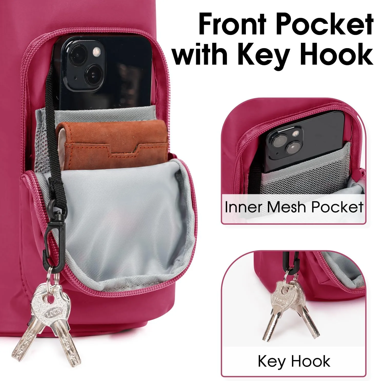 Ceneda Water Bottle Carrier Bag with Phone Pocket 32oz 40oz Tumbler Insulated Water Bottle Holder with Adjustable Shoulder Strap Carrier Sling Bag (Red)