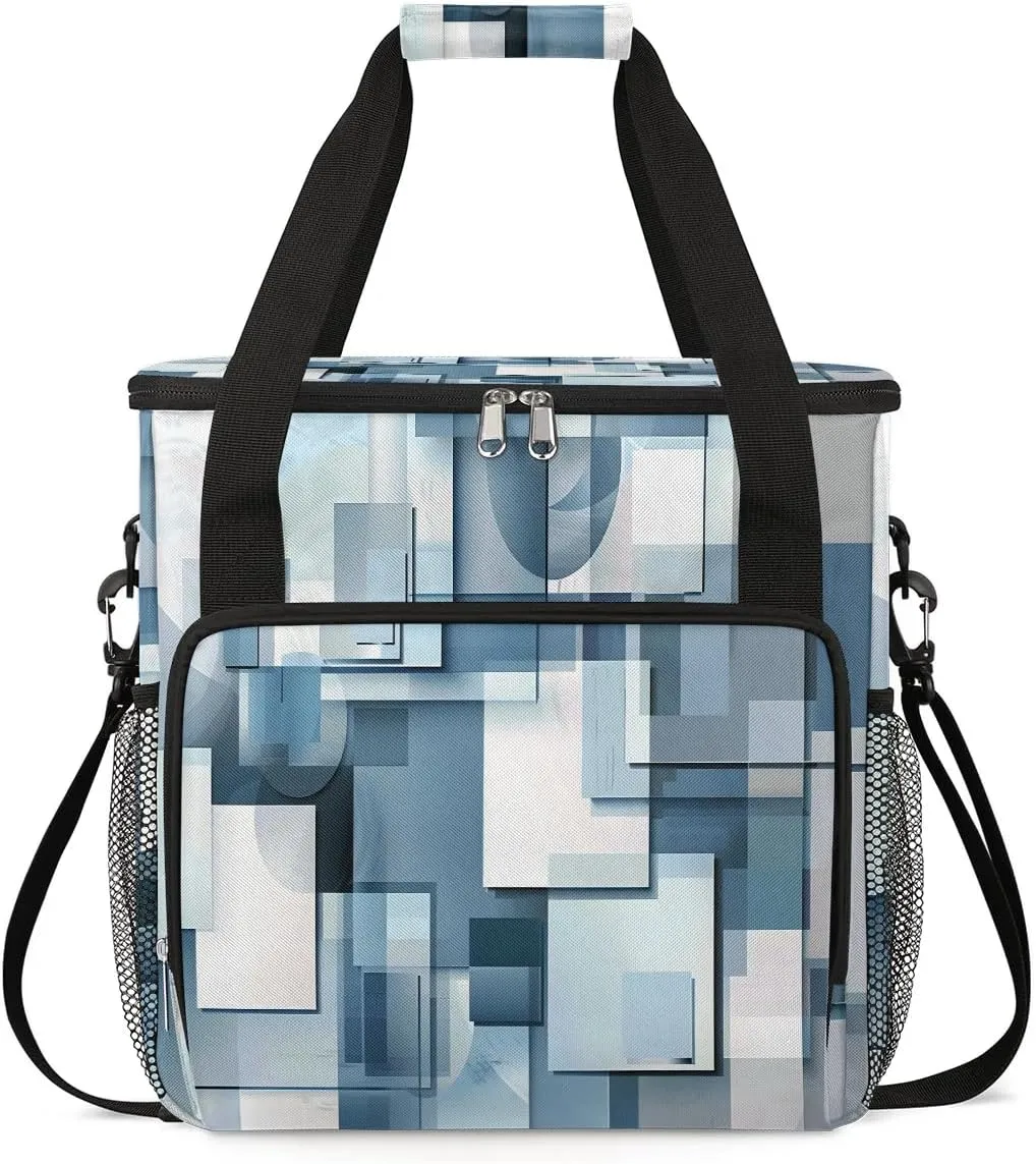 cfpolar Blue and Gray Landscape Coffee Maker Storage Bag, Travel Coffee Maker Carrying Storage Tote Bag Compatible with K-Mini or K-Mini Plus, Dustproof Tote Bag with Shoulder Strap for Women Men