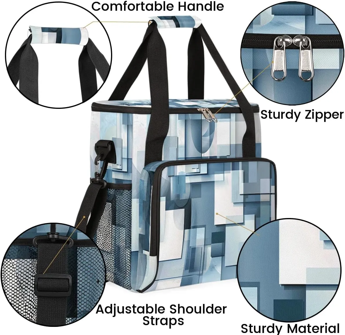 cfpolar Blue and Gray Landscape Coffee Maker Storage Bag, Travel Coffee Maker Carrying Storage Tote Bag Compatible with K-Mini or K-Mini Plus, Dustproof Tote Bag with Shoulder Strap for Women Men