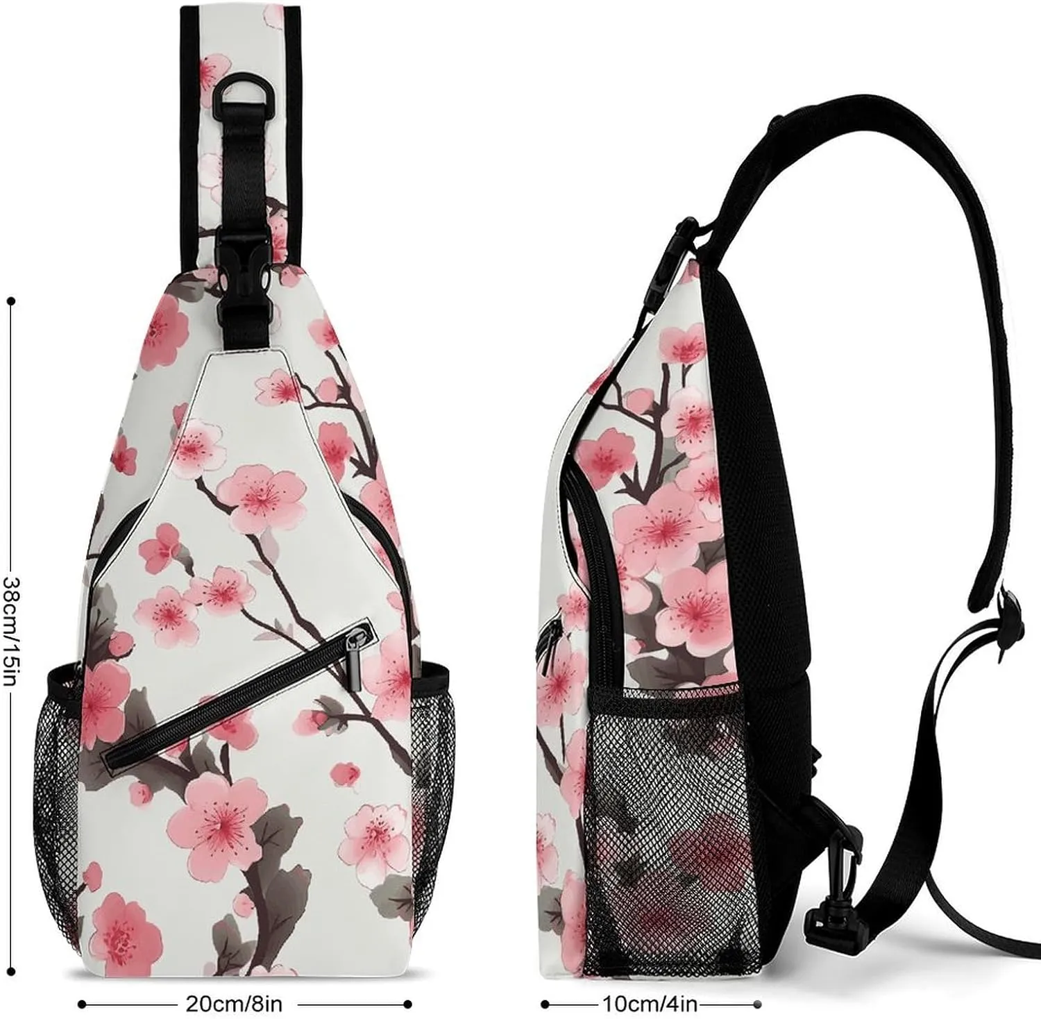 Cherry Blossom Sling Bag Lightweight Crossbody Chest Pack Travel Shoulder Bag with Adjustable Strap