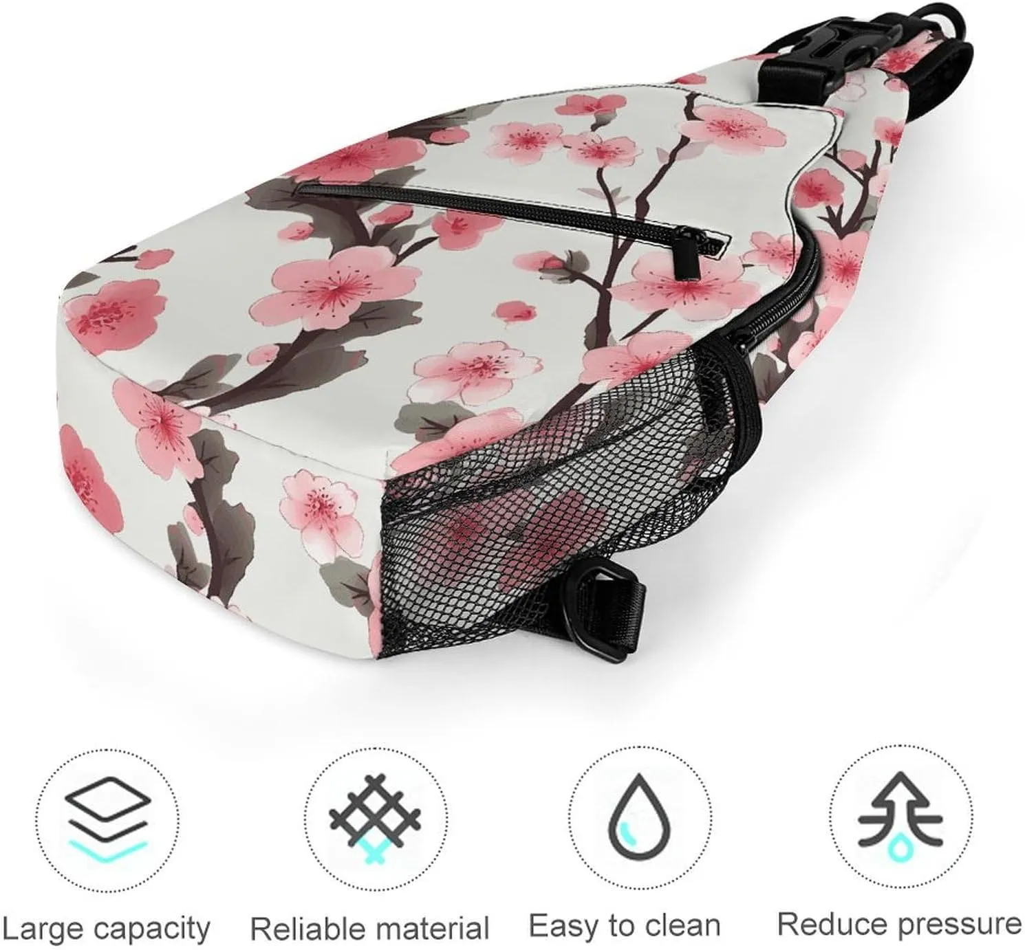 Cherry Blossom Sling Bag Lightweight Crossbody Chest Pack Travel Shoulder Bag with Adjustable Strap