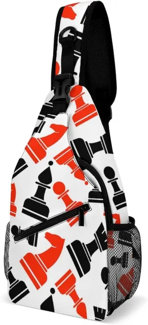 Chess Pattern Sling Backpack Men Womens Crossbody Backpack Chest Bag Gym Daypack Travel Bag Small Cross Body Bags Leisure Backpacks