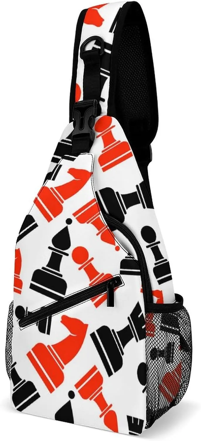 Chess Pattern Sling Backpack Men Womens Crossbody Backpack Chest Bag Gym Daypack Travel Bag Small Cross Body Bags Leisure Backpacks