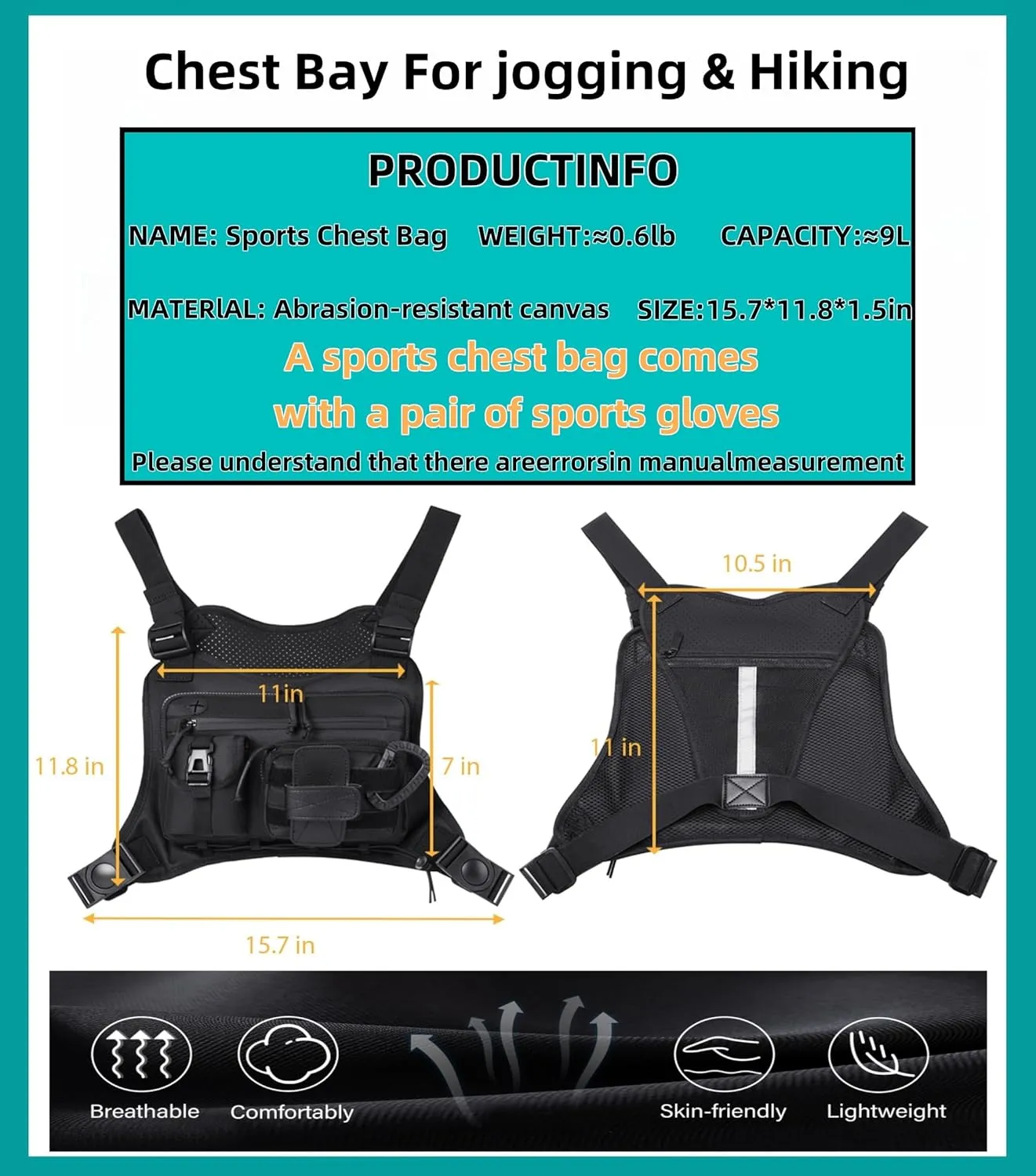 Chest Bag for Men and Women - EDC Chest Pack for Sports and Workouts, Chest Rig for Running Hiking Cycling Fly Fishing