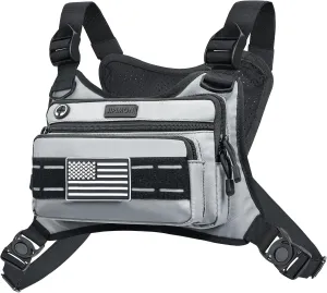Chest Bag For Men With Extra Storage, Waterproof Outdoor Sports Chest Bag For Running, Cycling, Hiking, Rock Climbing (Gray)