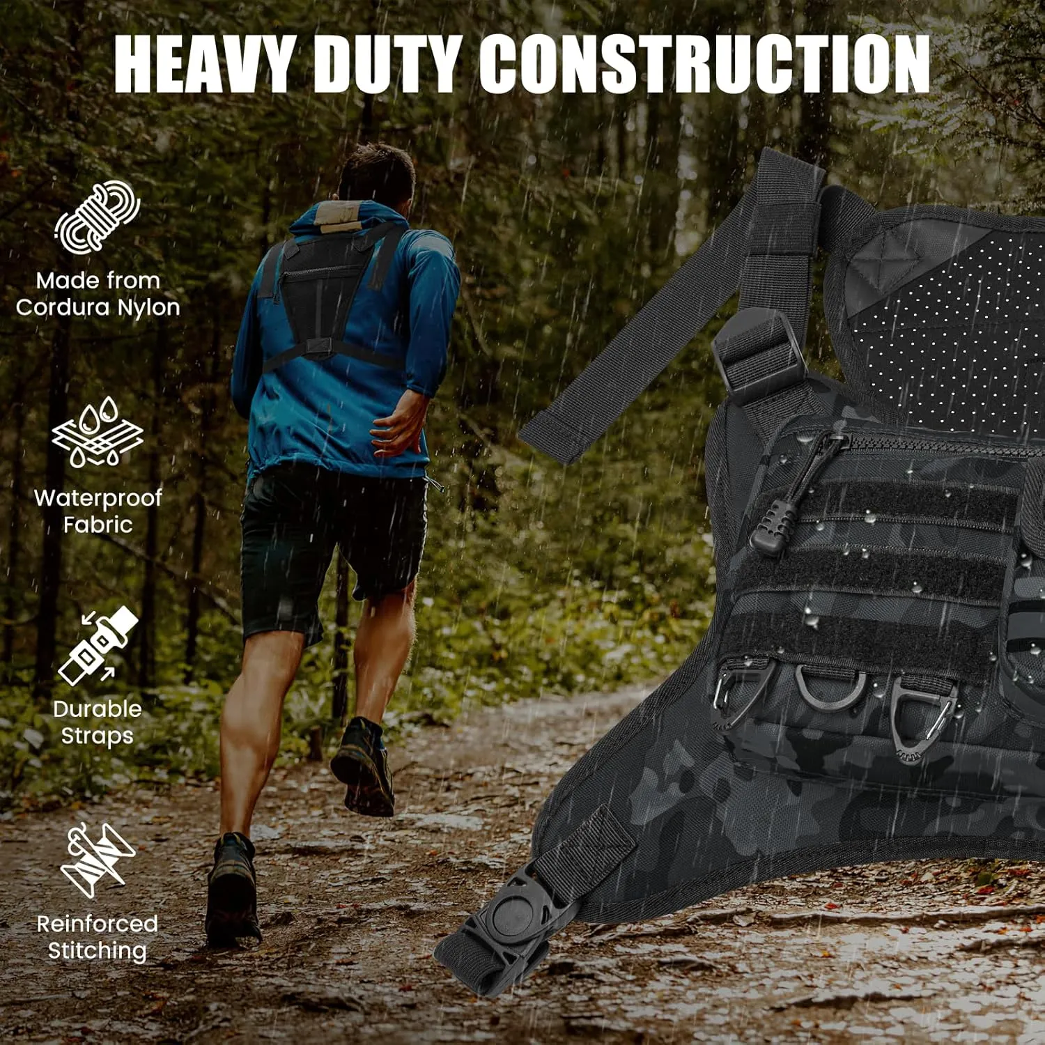 Chest Bag for Men Women, Tactical Vest with Removal Pistol Holster, Chest Pack for Hiking, Cycling, Workouts