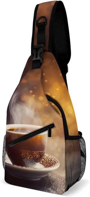 Chest Bag Sling Bag for Men Women A Cup of Coffee Sport Sling Backpack Lightweight Shoulder Bag for Travel