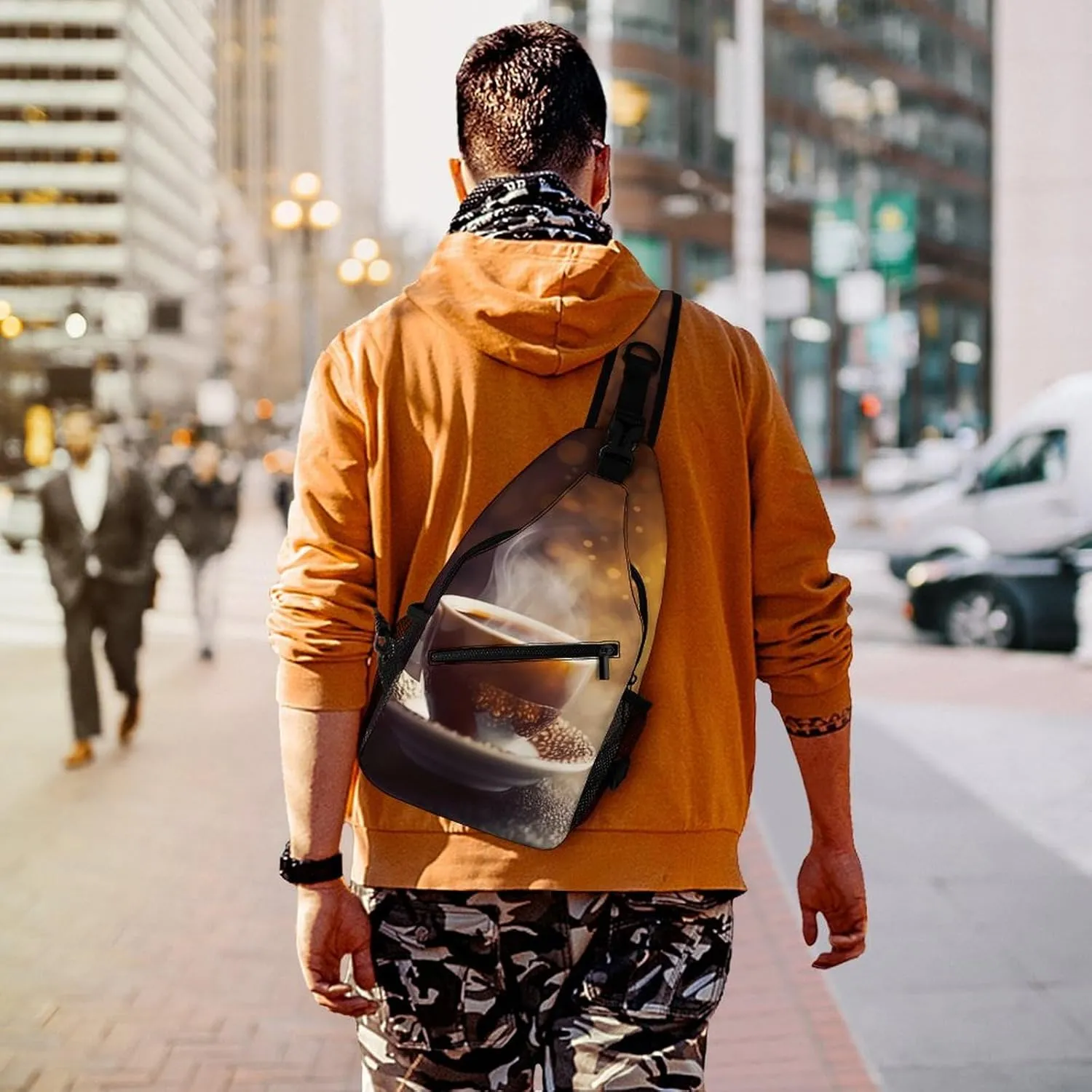 Chest Bag Sling Bag for Men Women A Cup of Coffee Sport Sling Backpack Lightweight Shoulder Bag for Travel