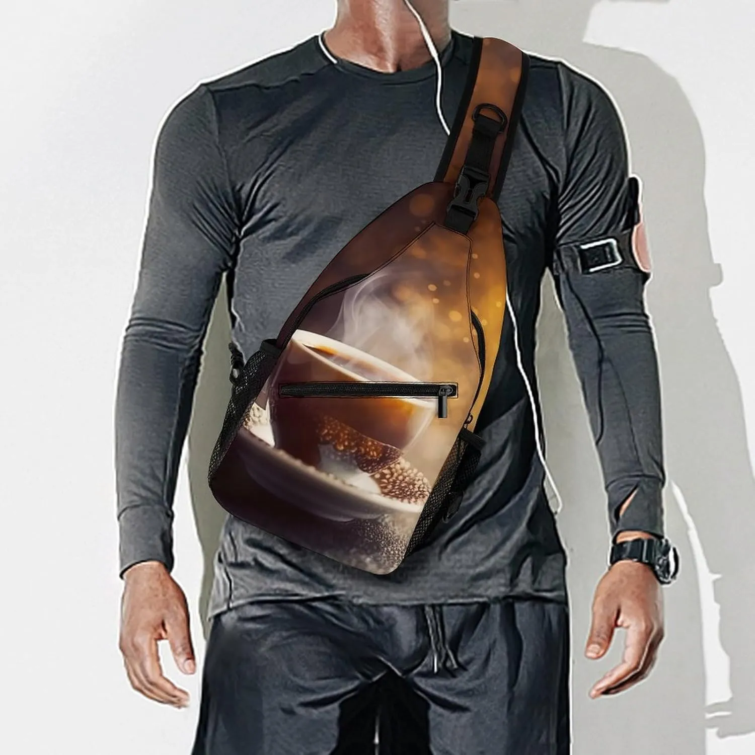 Chest Bag Sling Bag for Men Women A Cup of Coffee Sport Sling Backpack Lightweight Shoulder Bag for Travel