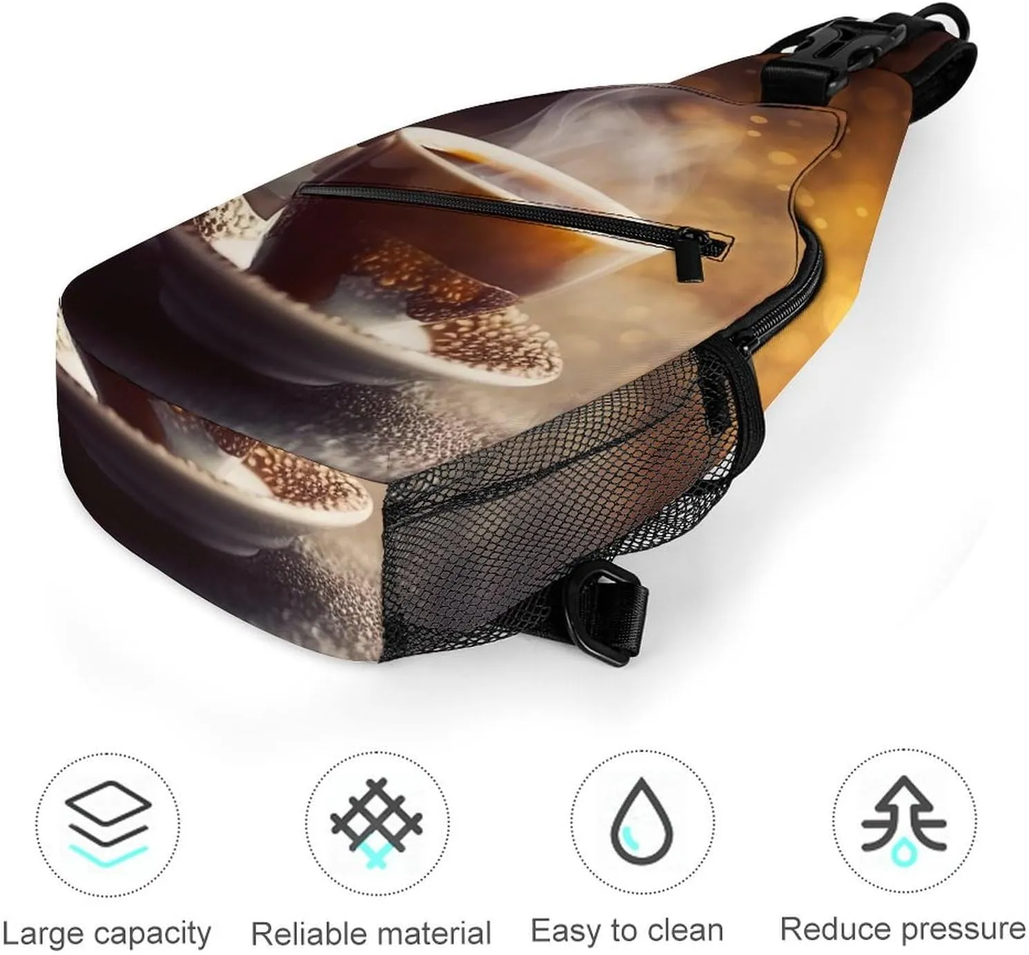 Chest Bag Sling Bag for Men Women A Cup of Coffee Sport Sling Backpack Lightweight Shoulder Bag for Travel