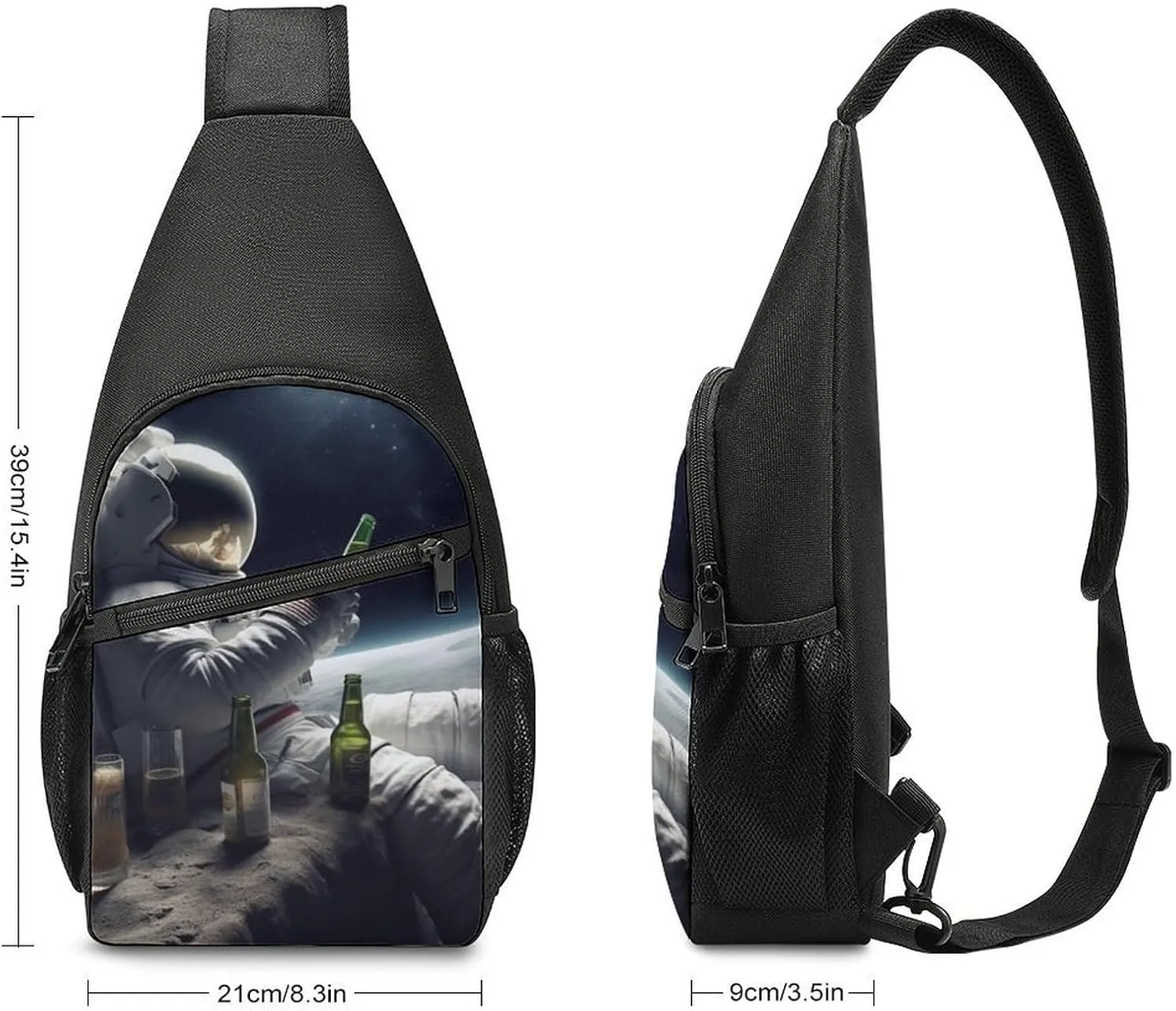 Chest Bag Sling Bag for Men Women Astronaught with Beer Sport Sling Backpack Lightweight Shoulder Bag for Travel