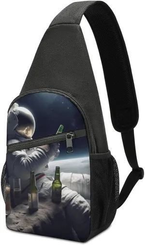 Chest Bag Sling Bag for Men Women Astronaught with Beer Sport Sling Backpack Lightweight Shoulder Bag for Travel