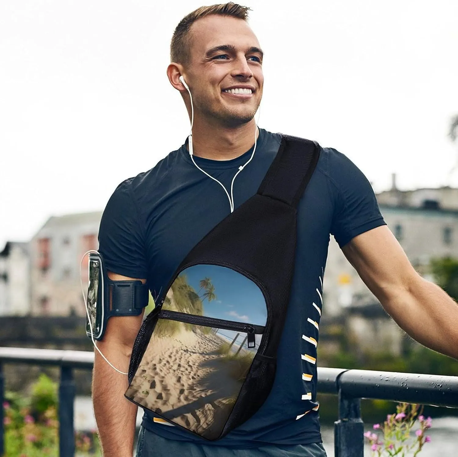 Chest Bag Sling Bag for Men Women Beach Themed Sport Sling Backpack Lightweight Shoulder Bag for Travel