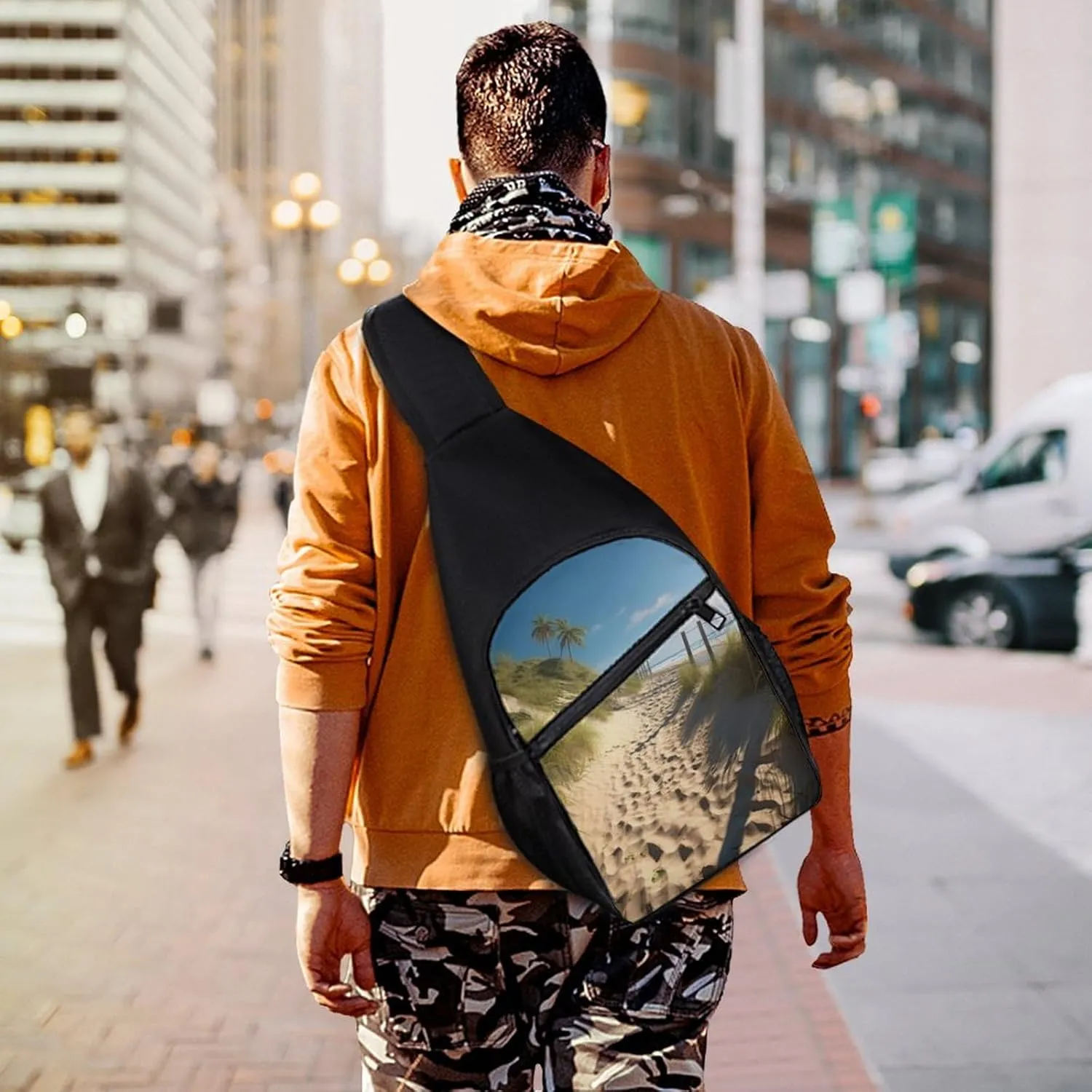 Chest Bag Sling Bag for Men Women Beach Themed Sport Sling Backpack Lightweight Shoulder Bag for Travel
