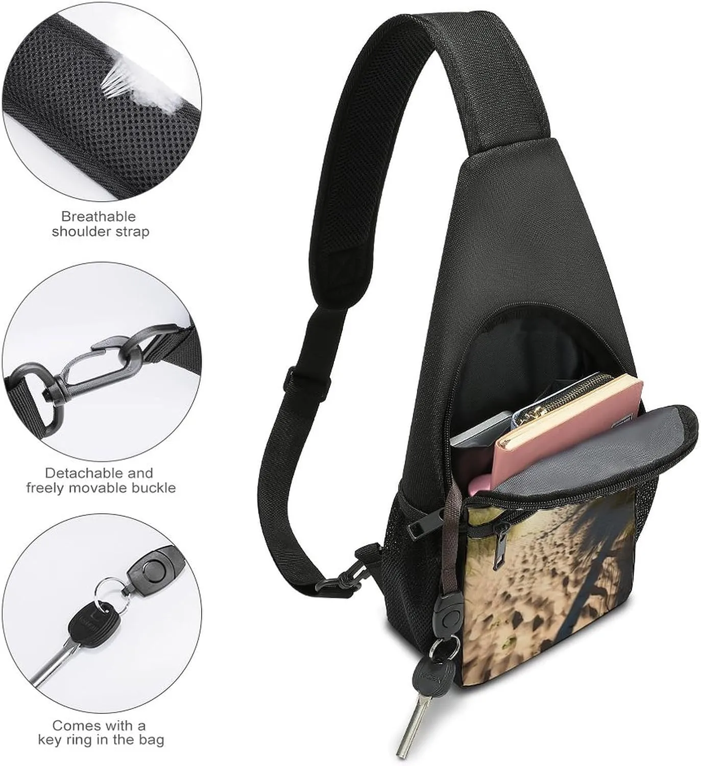 Chest Bag Sling Bag for Men Women Beach Themed Sport Sling Backpack Lightweight Shoulder Bag for Travel