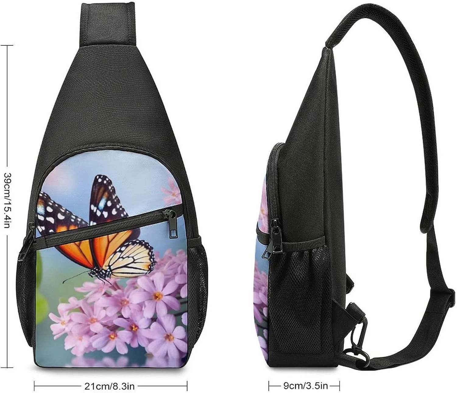 Chest Bag Sling Bag for Men Women Butterfly for Flowers Sport Sling Backpack Lightweight Shoulder Bag for Travel