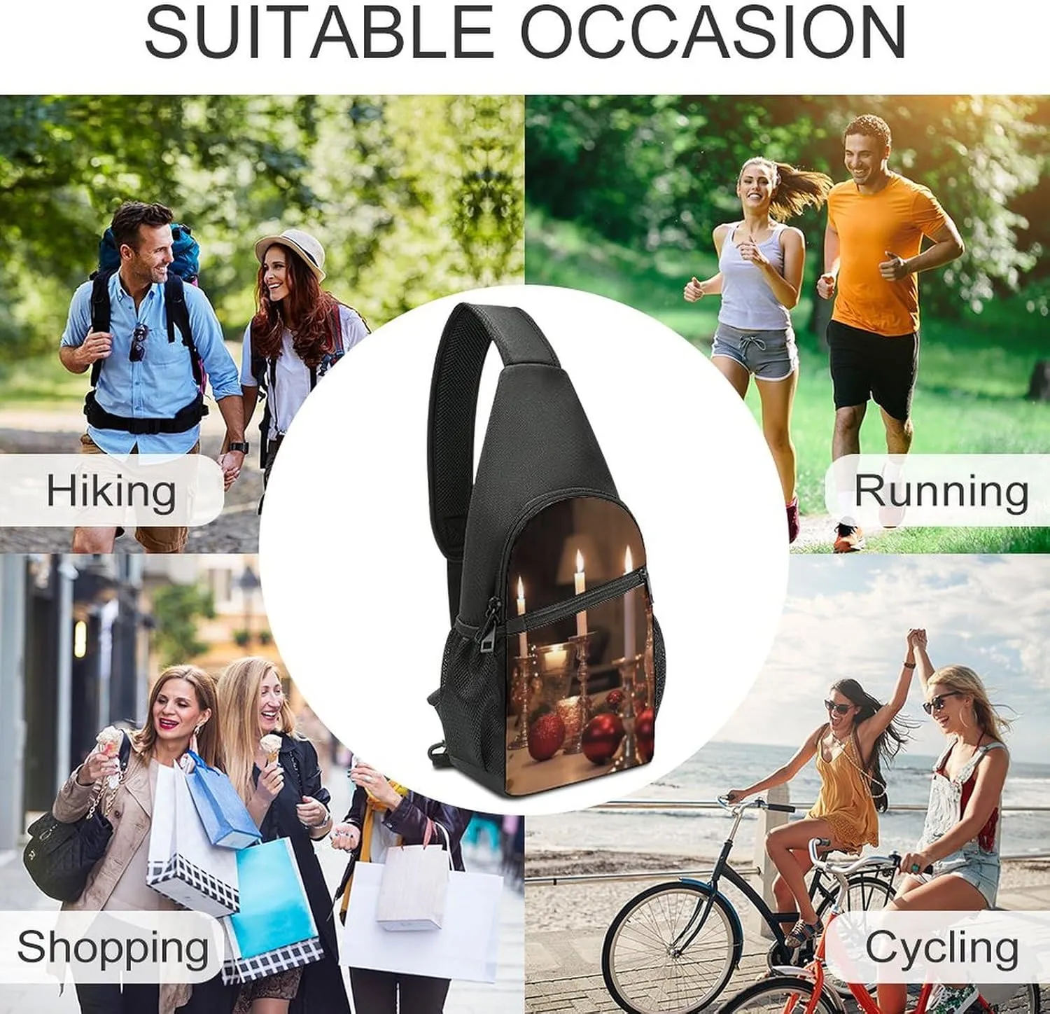 Chest Bag Sling Bag for Men Women Candle Holder on Dining Table Sport Sling Backpack Lightweight Shoulder Bag for Travel