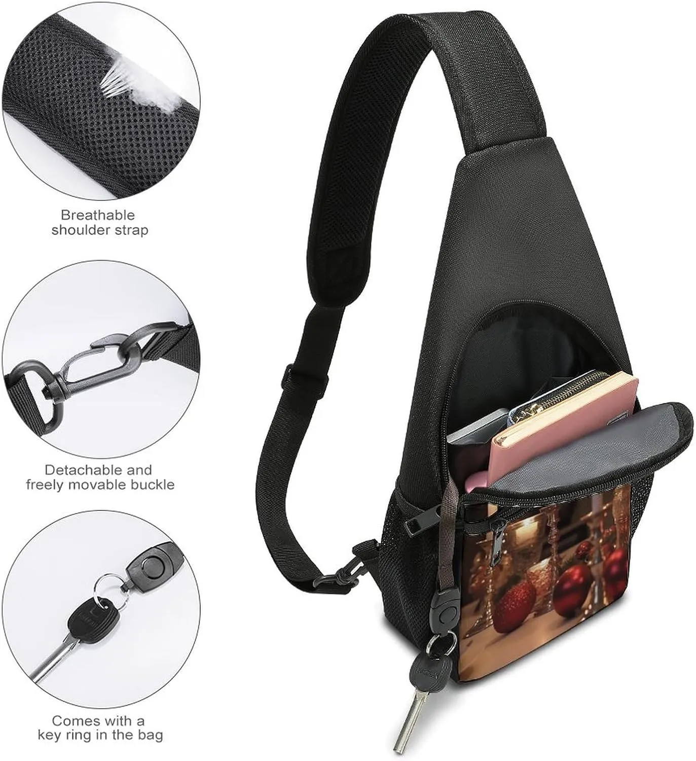 Chest Bag Sling Bag for Men Women Candle Holder on Dining Table Sport Sling Backpack Lightweight Shoulder Bag for Travel