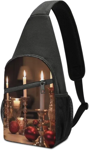 Chest Bag Sling Bag for Men Women Candle Holder on Dining Table Sport Sling Backpack Lightweight Shoulder Bag for Travel