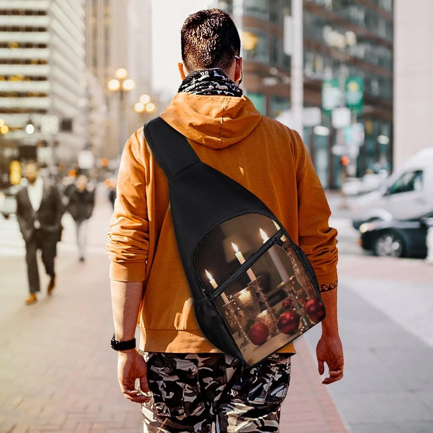 Chest Bag Sling Bag for Men Women Candle Holder on Dining Table Sport Sling Backpack Lightweight Shoulder Bag for Travel