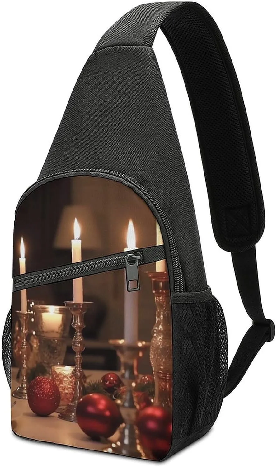 Chest Bag Sling Bag for Men Women Candle Holder on Dining Table Sport Sling Backpack Lightweight Shoulder Bag for Travel