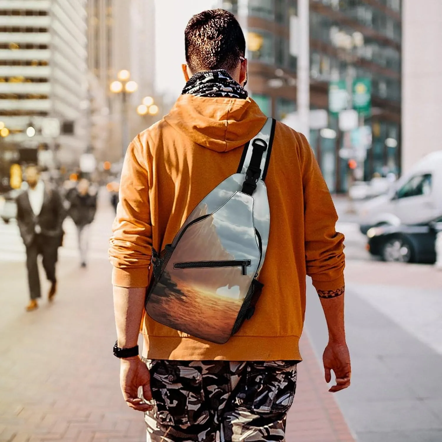 Chest Bag Sling Bag for Men Women Cliff Landscape Sport Sling Backpack Lightweight Shoulder Bag for Travel