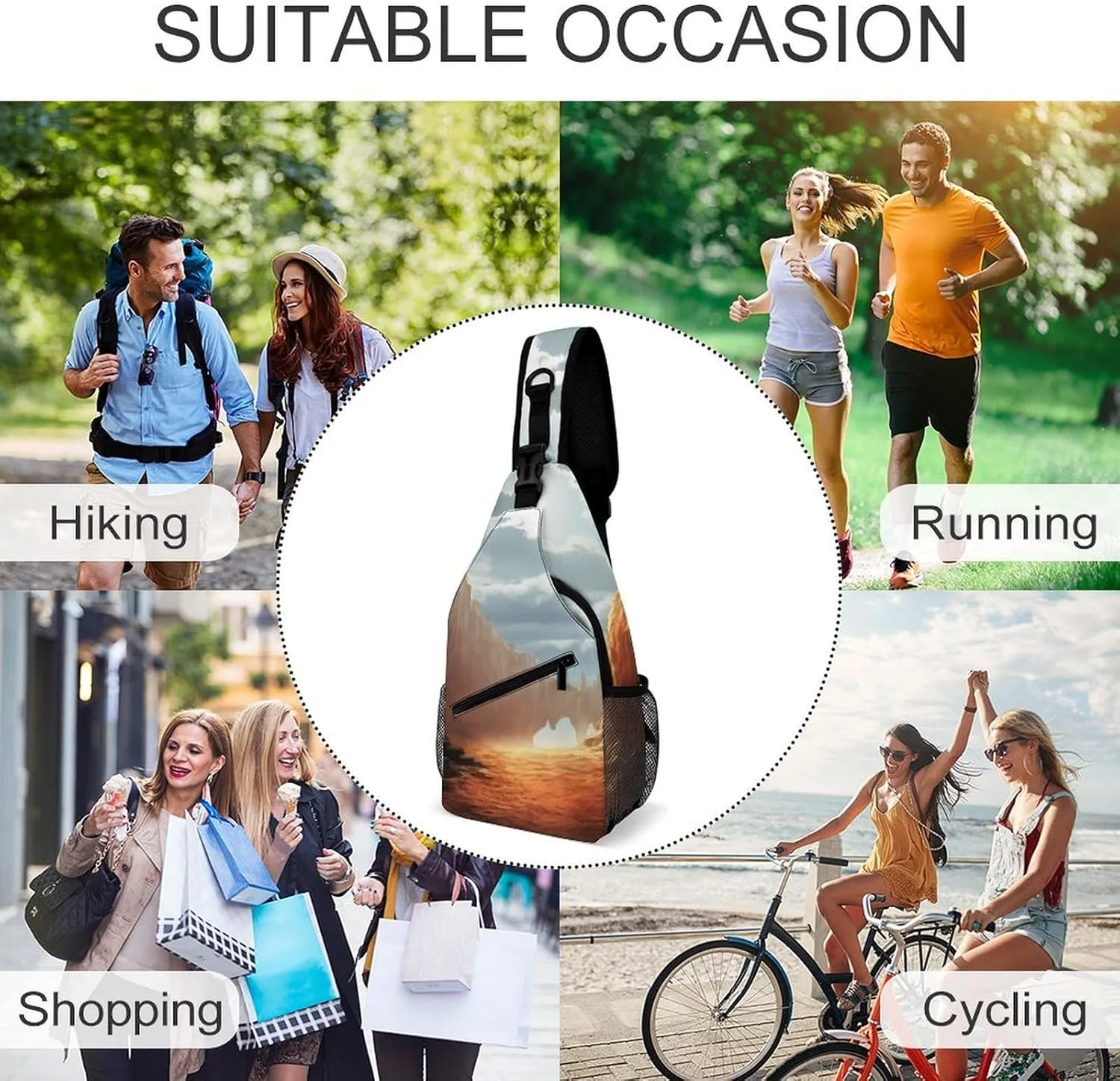 Chest Bag Sling Bag for Men Women Cliff Landscape Sport Sling Backpack Lightweight Shoulder Bag for Travel